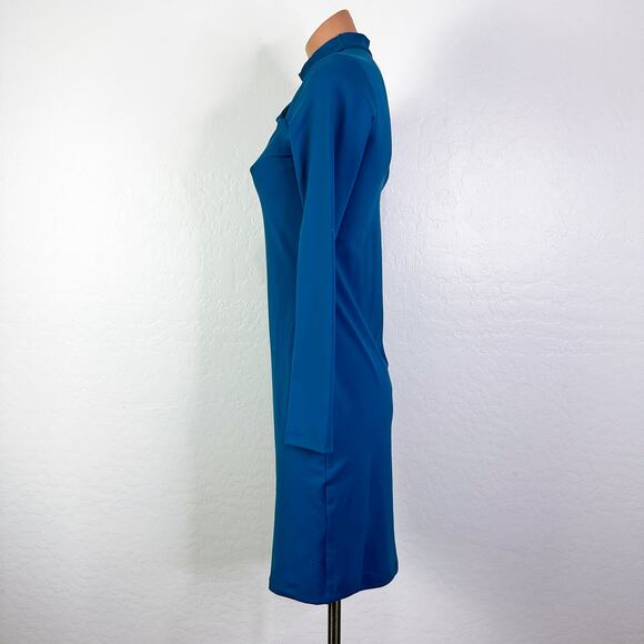 Susana Monaco Cutout Long Sleeve Mock Neck Mini Dress Blue S NWT Cocktail Party - Picture 7 of 12